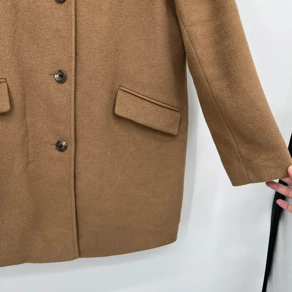 Lauren Ralph Lauren Tab Front Wool Blend Coat New Vicuna Brown Women's 8 Soft - Picture 9 of 14